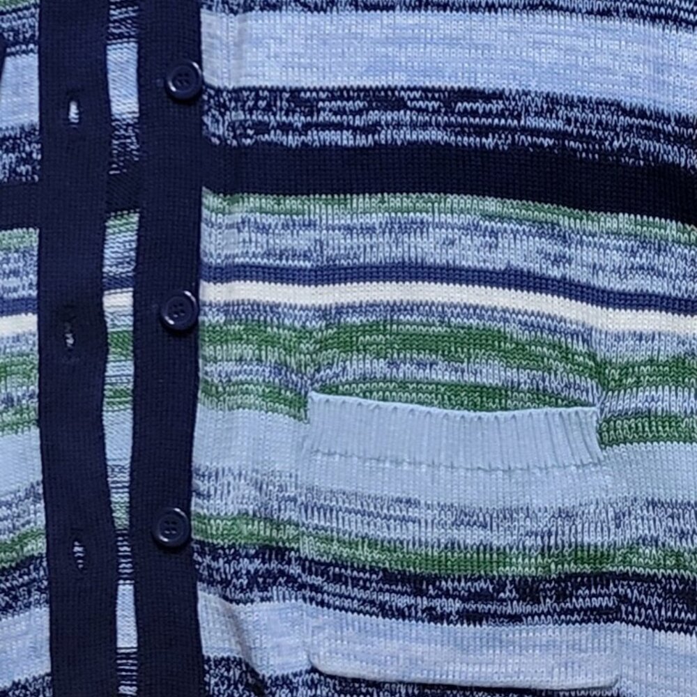 Denim & Co. Blue Meadow Brushstroke Cardigan - Picture 2 of 5